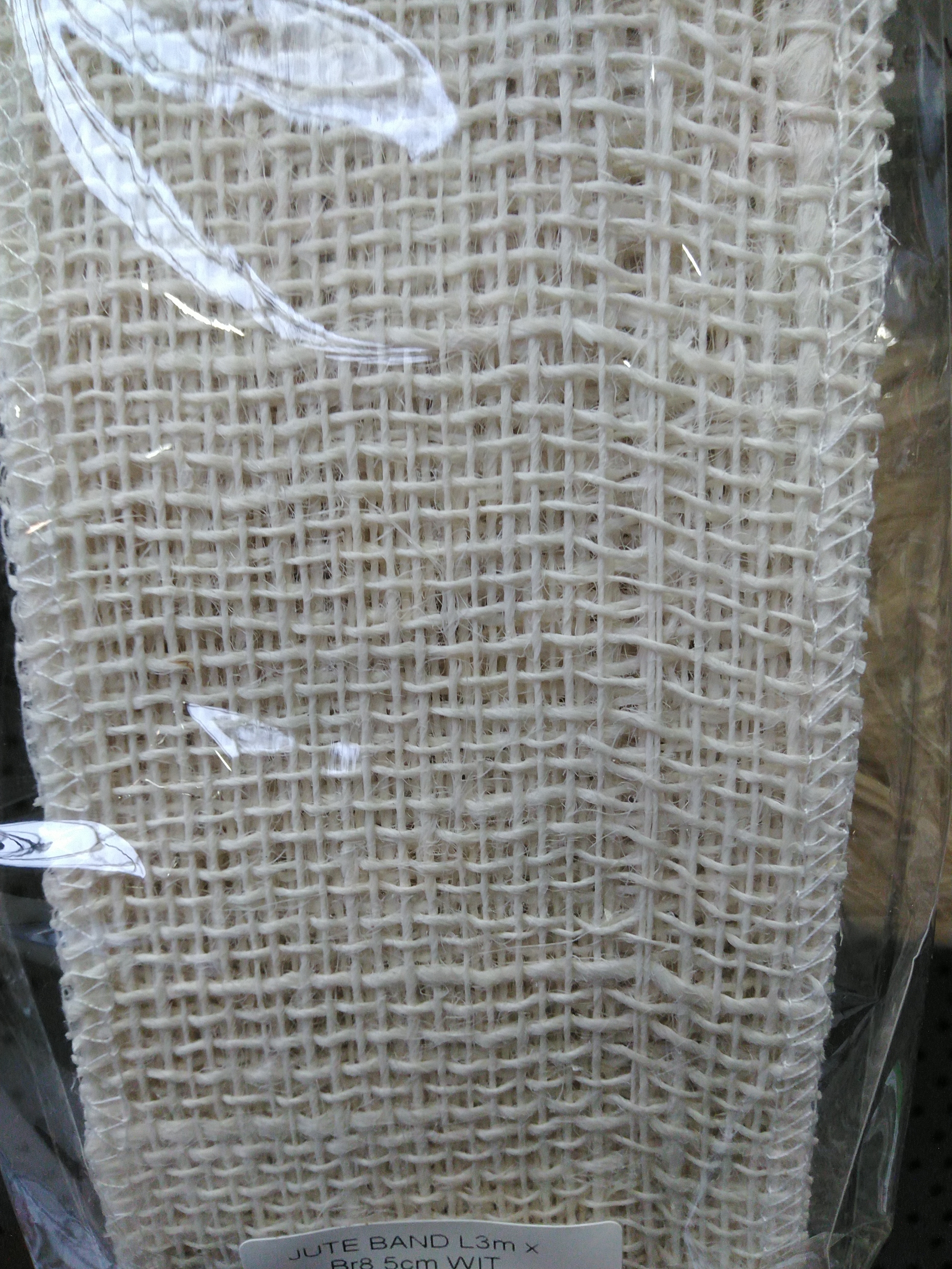JUTE BAND L3m x Br8,5cm WIT
