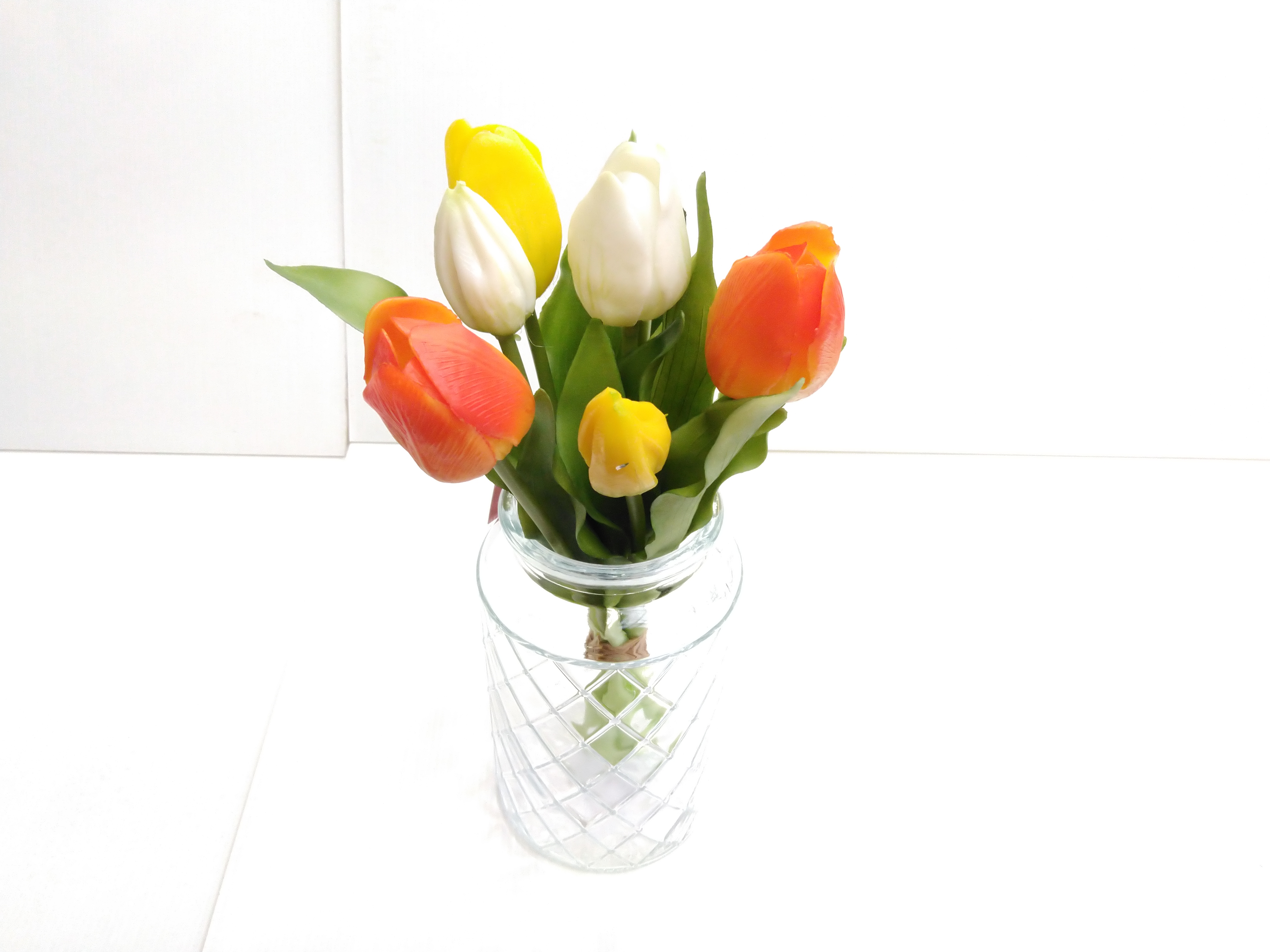 Zijdebloem Tulpen Bundel Oranje-Wit
