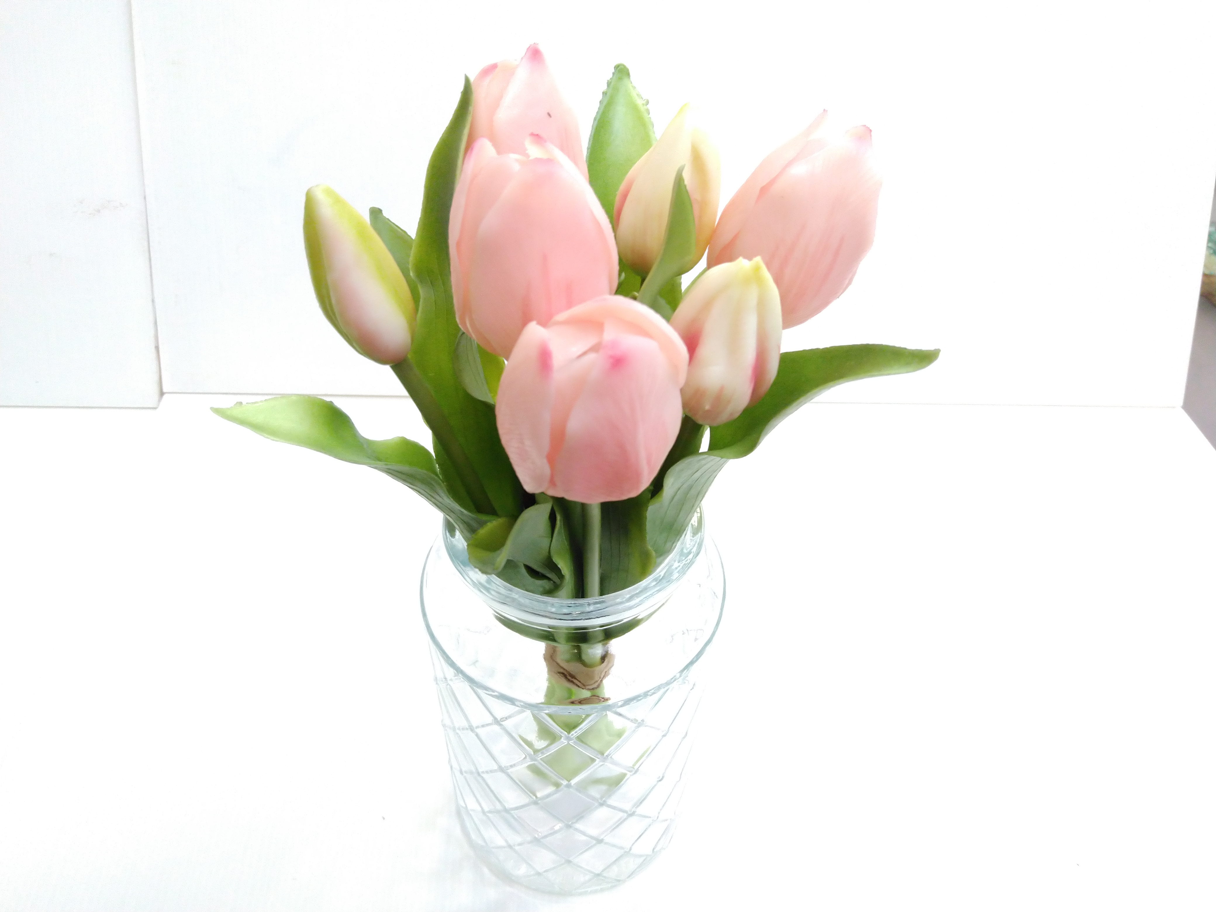 Zijdebloem Tulpen Bundel Roze-Wit