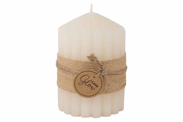 Kaars Ribbel Crème 40 H