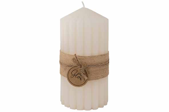 Kaars Ribbel Crème 60 H