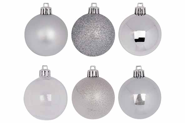 KERSTBAL in box 48 st.  MIX ZILVER KERSTBAL in box 48 st.  MIX ZILVER