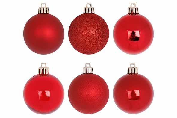 KERSTBAL in box  48 st. MIX ROOD KERSTBAL in box  48 st. MIX ROOD