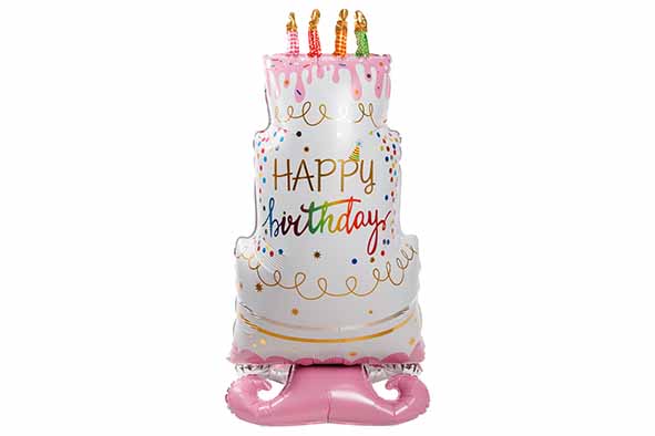 BALLON BIRTHDAY CAKE WIT ROZE 76XH150CM