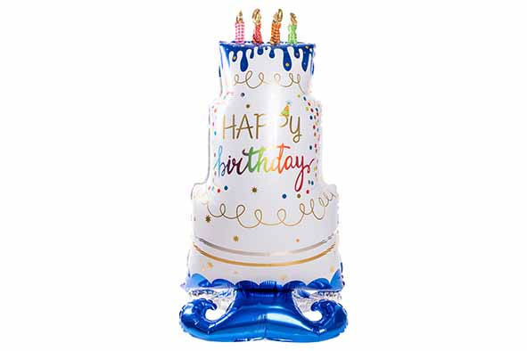 BALLON BIRTHDAY CAKE WIT BLAUW 76XH150CM