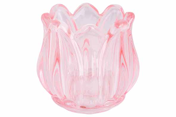 Theelichthouder Tulp Glas Roze