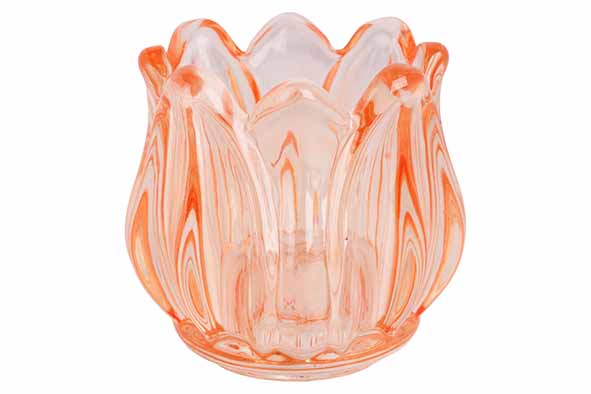 Theelichthouder Tulp Glas Oranje