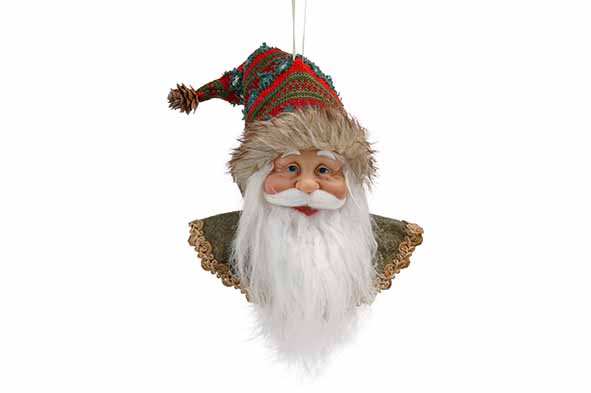 KERSTMANHOOFD HANGER ROOD GROEN