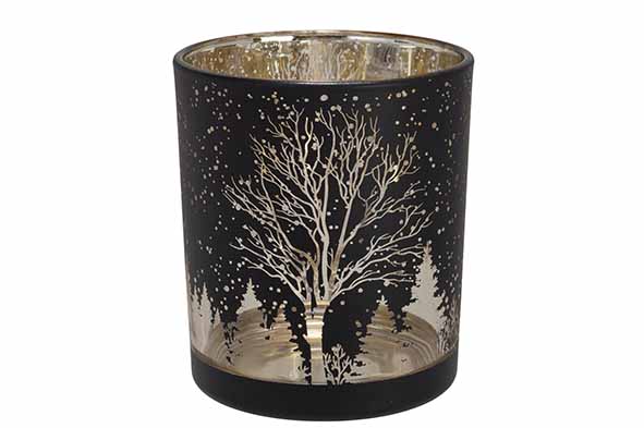 THEELICHTHOUDER GOLDEN TREES ZWART