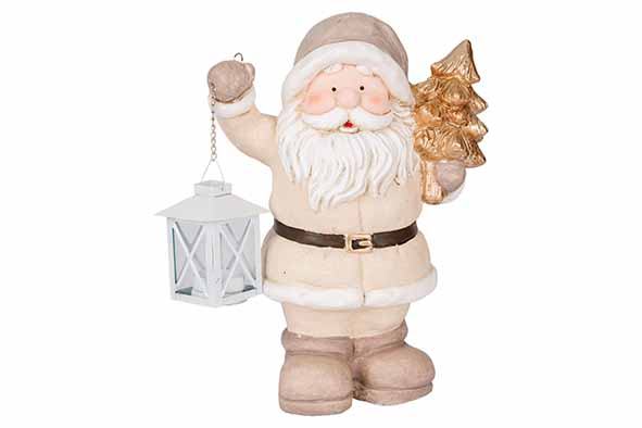 KERSTMAN LANTERN CREME  AARDEWERK