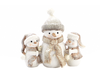 sneeuwman met 2 kids glitter H 9,5