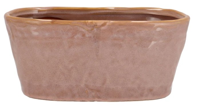 IRON STONE OLD PINK GLAZED OVAL POT 28X15X13CM