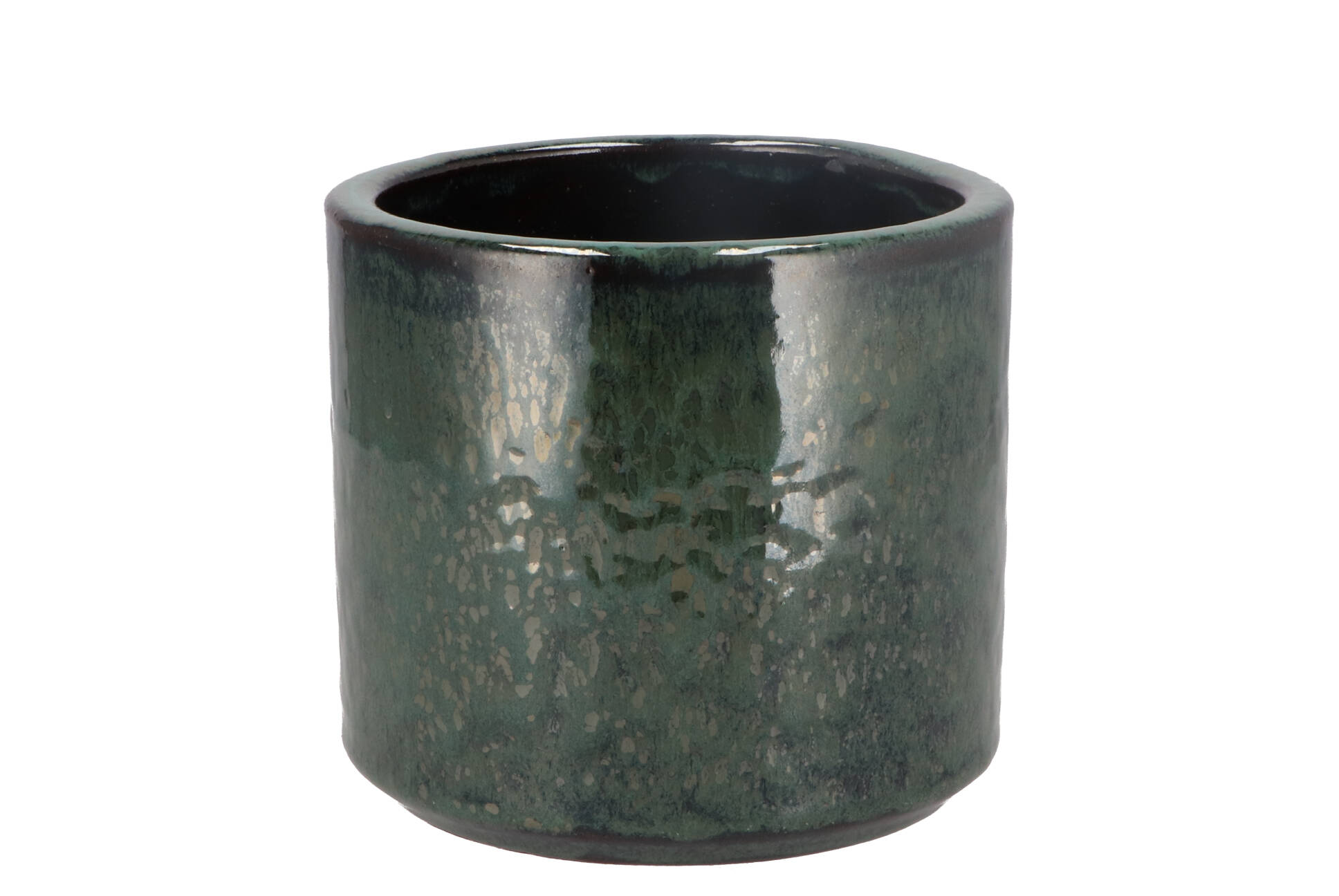 JAVEA CILINDER POT GLAZED GREEN 9X9CM