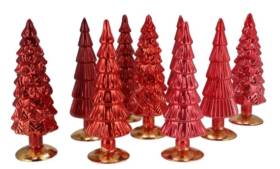 TWINKLE JOLLY RED MIX GLASS TREE SHINY 