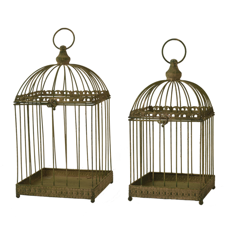 Aged metal green vogelkooi S