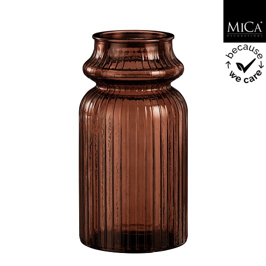 Rosa vaas recycled glas bruin