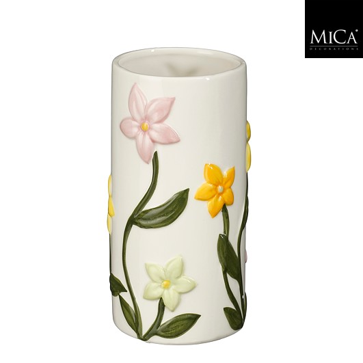 Vaas bloem wit - h17,5xd9cm