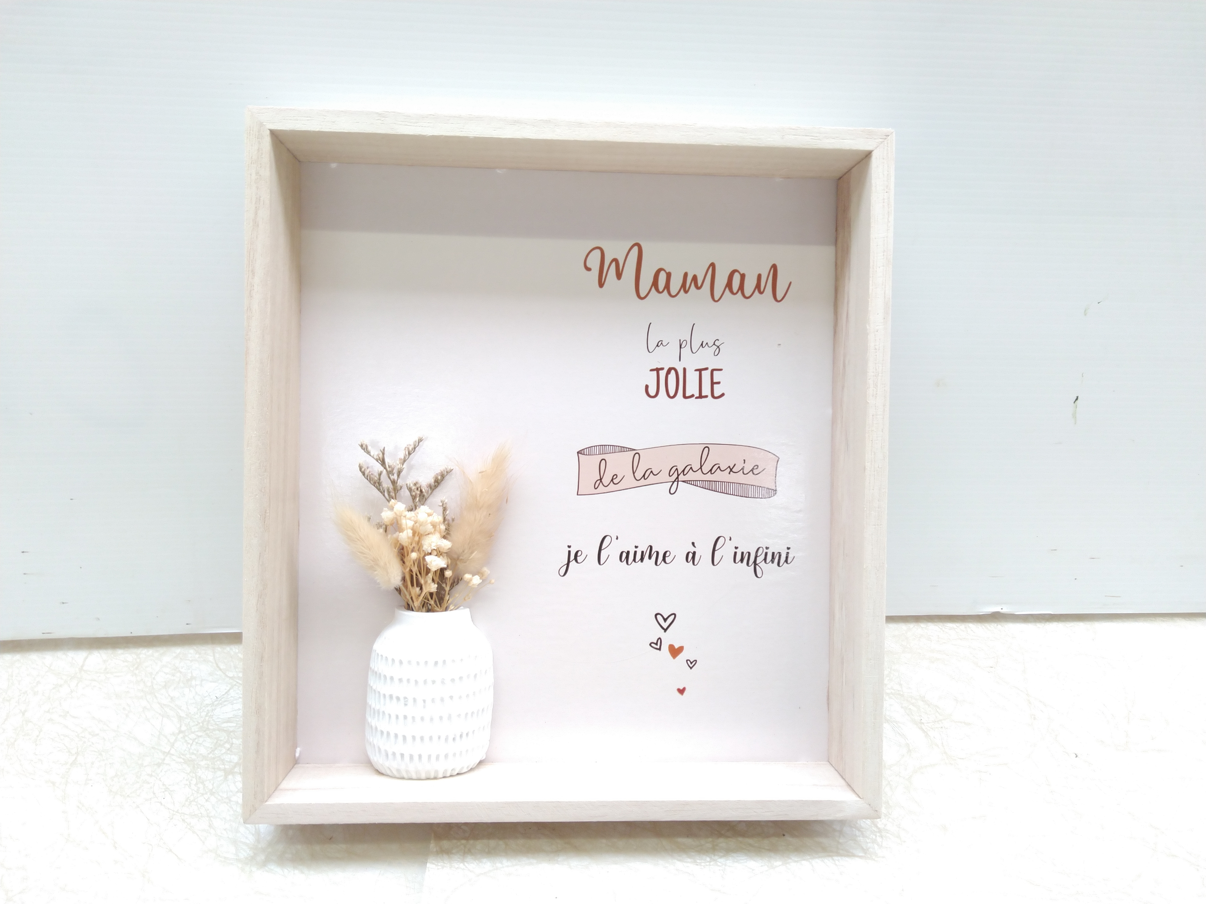 TEKSTBORD+GEDROOGDE BLOEMEN 24X22X4CM