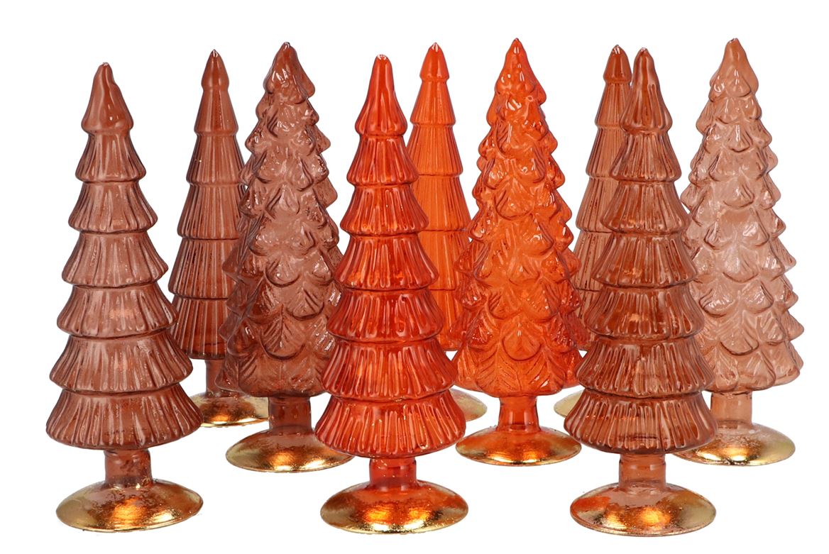 TWINKLE AUTUMN BROWN GLASS TREE ASS 9X35CM