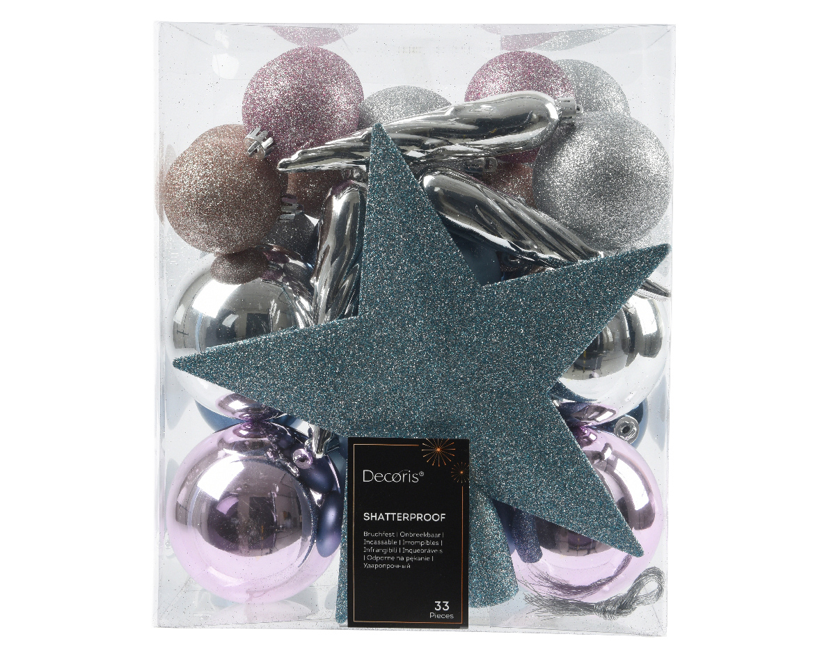 Kerstbal kunststof mix - Blush