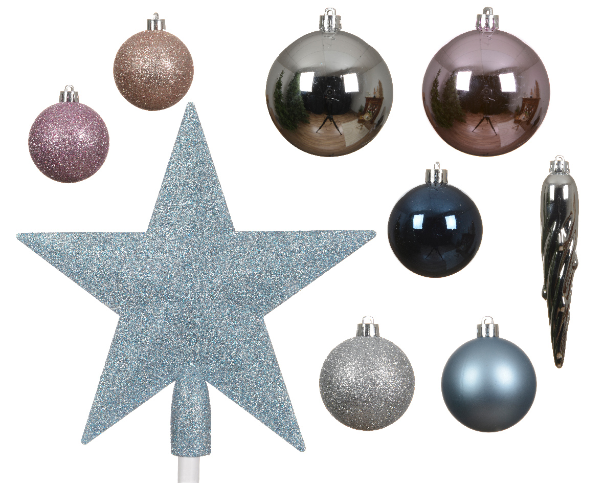 Kerstbal kunststof mix - Blush