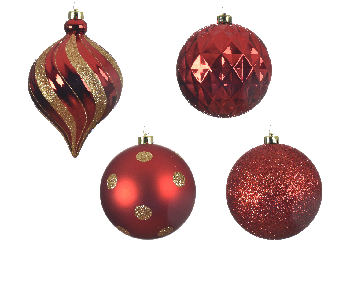 Kerstballen kunststof kerstrood