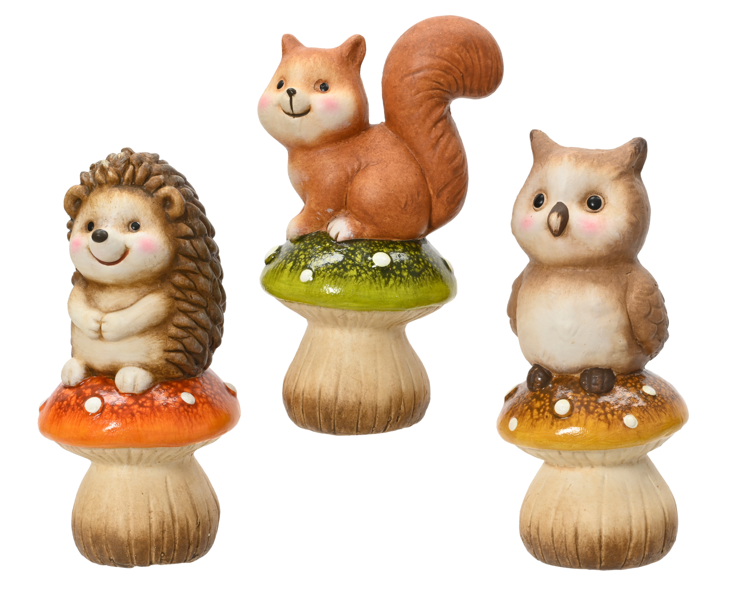 Dieren terracotta sitting on mushroom