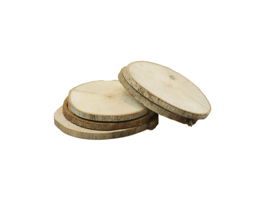 HOUTEN SCHIJFJES ROND NATUREL 10-12cm - 5pcs in net