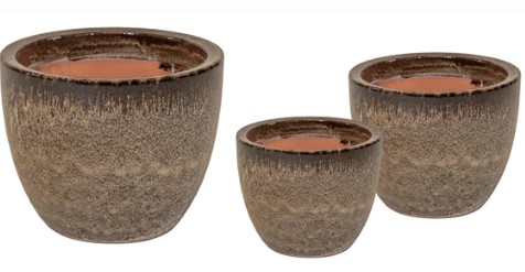 Glazed Egg Pot Falling Brown Glazed Egg Pot Falling Brown