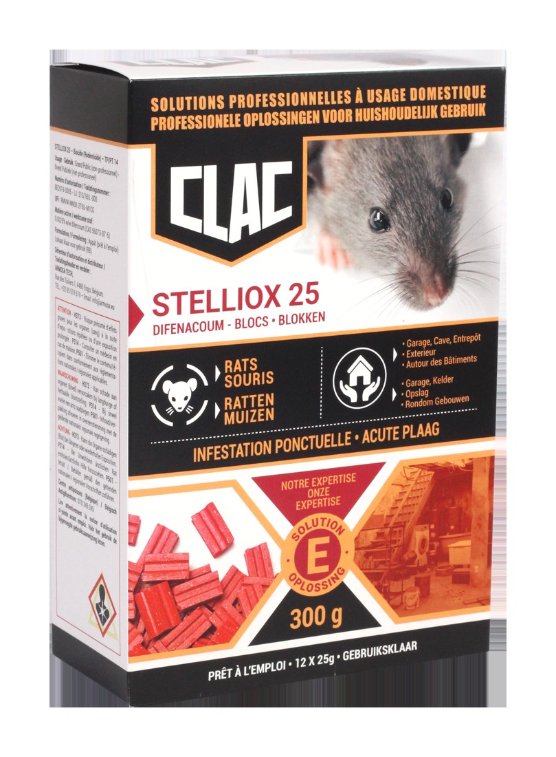 CLAC - STELLIOX 25 Waterbestendige Blokken Ratten & Muizen CLAC - STELLIOX 25 Waterbestendige Blokken Ratten & Muizen