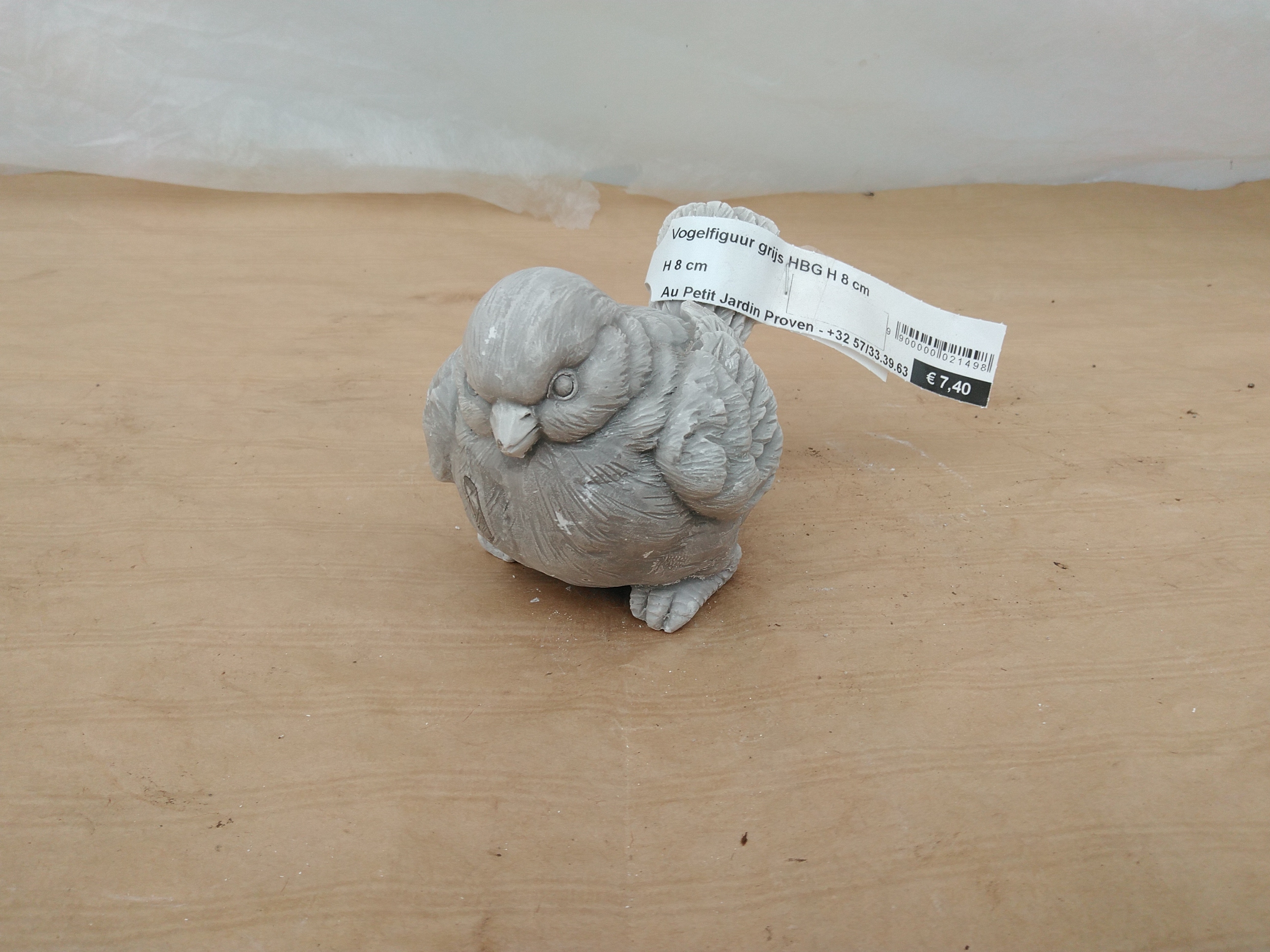Vogelfiguur grijs HBG   H 8 cm