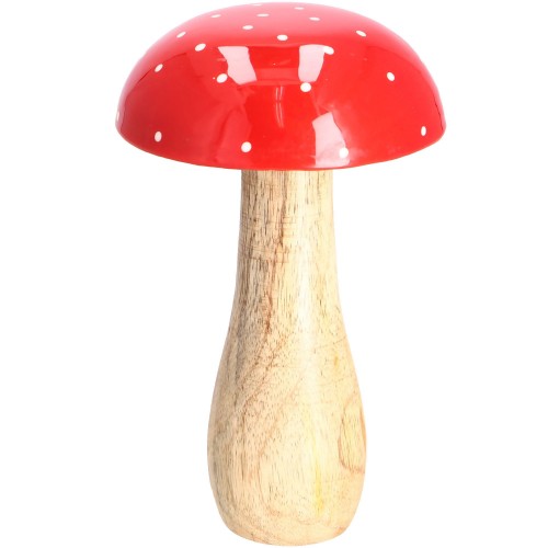 Houten paddenstoel 'Marter' natuur+rood