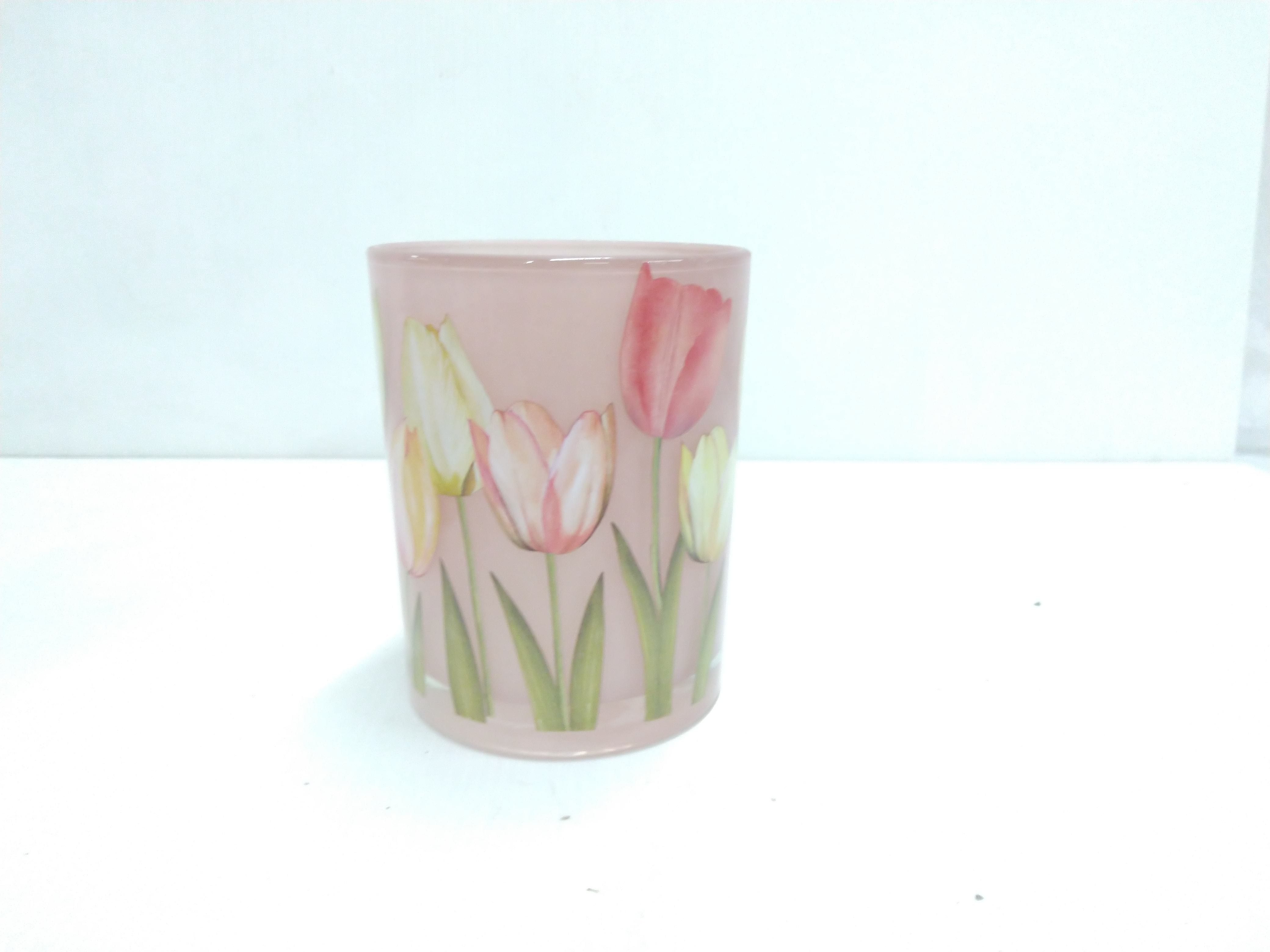 Glazen cilinderpot "Tulpen" pink