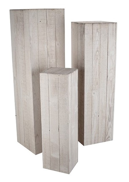 Houten zuil 'Coluna' H 70 cm, witvernist Houten zuil 'Coluna' H 70 cm, witvernist