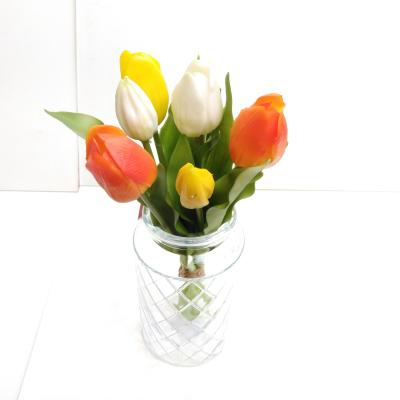 Zijdebloem Tulpen Bundel Oranje-Wit