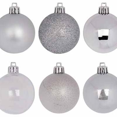 KERSTBAL in box 48 st.  MIX ZILVER