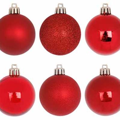 KERSTBAL in box  48 st. MIX ROOD