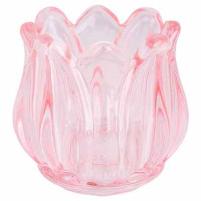 Theelichthouder Tulp Glas Roze