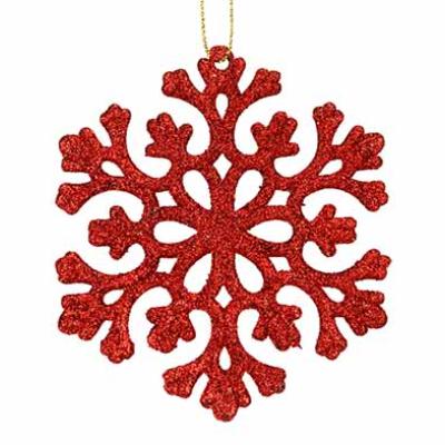 HANGER FLAKE GLITTER ROOD 10XH10CM KUNST