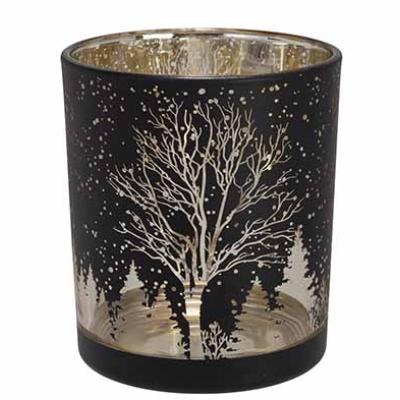 THEELICHTHOUDER GOLDEN TREES ZWART