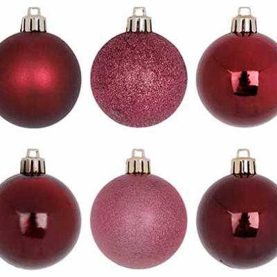 KERSTBAL SET48 MIX BORDEAUX D 6CM KUNSTSTOF KERSTBAL SET48 MIX BORDEAUX D 6CM KUNSTSTOF