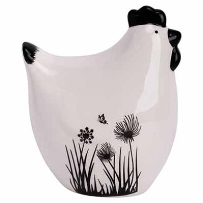 Kip Bloemetjes Wit - Zwart S