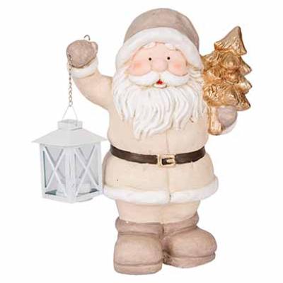 KERSTMAN LANTERN CREME  AARDEWERK KERSTMAN LANTERN CREME  AARDEWERK