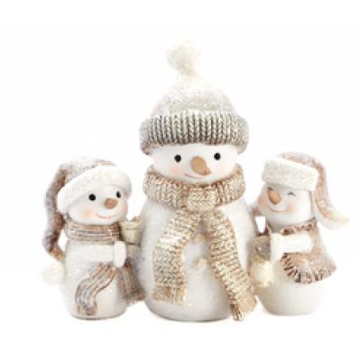 sneeuwman met 2 kids glitter H 9,5 sneeuwman met 2 kids glitter H 9,5