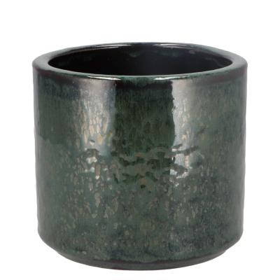 JAVEA CILINDER POT GLAZED GREEN 9X9CM