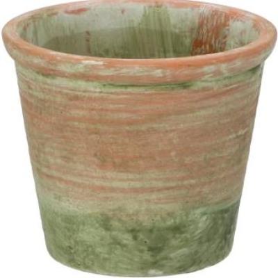 CEMENT POT OUD GROEN ROOD