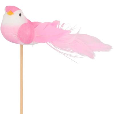 BIJSTEKER VOGEL OP STOK ROZE P/25 11X4X50CM