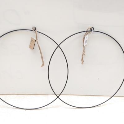 METAL CIRCLE BLACK WITH ROPE 38CM