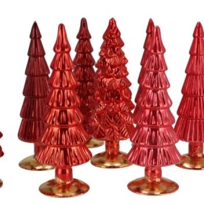 TWINKLE JOLLY RED MIX GLASS TREE SHINY 