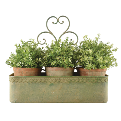 Aged Metal Green wandplantenbak L